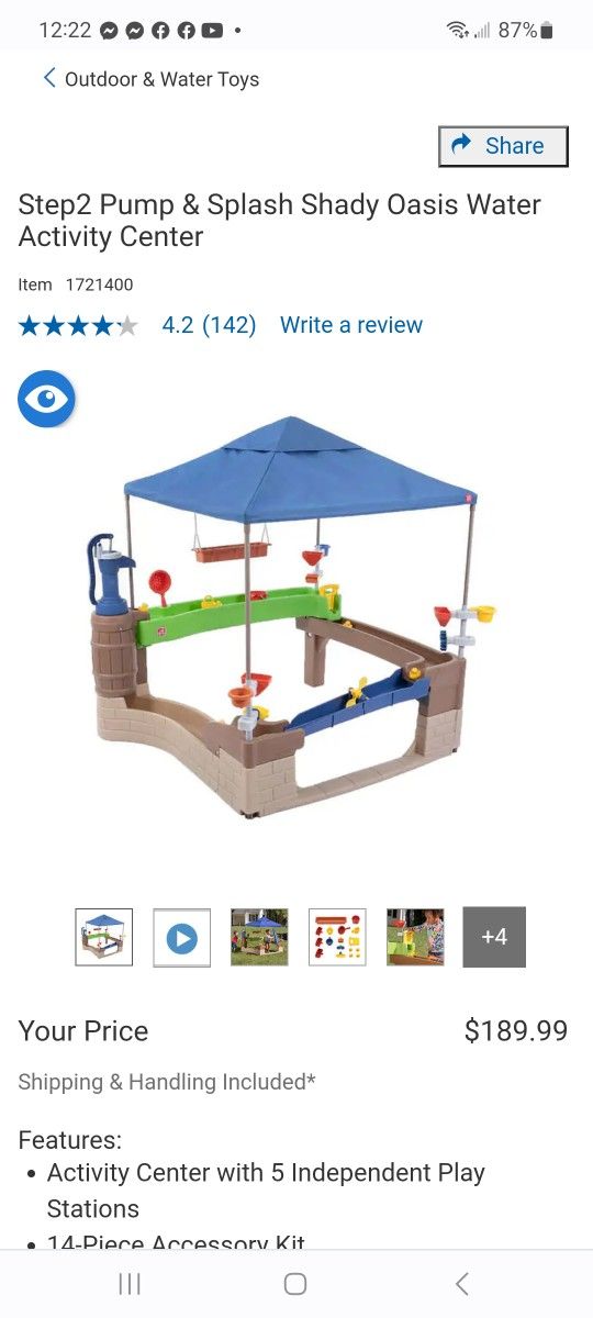 Step2 Pump & Splash Shady Oasis Water Activity Center $100
