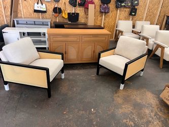 Brand new set of 2 modern accents chairs beige/black