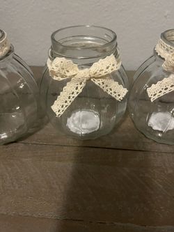 Pumpkin Vases With Burlap Ribbon