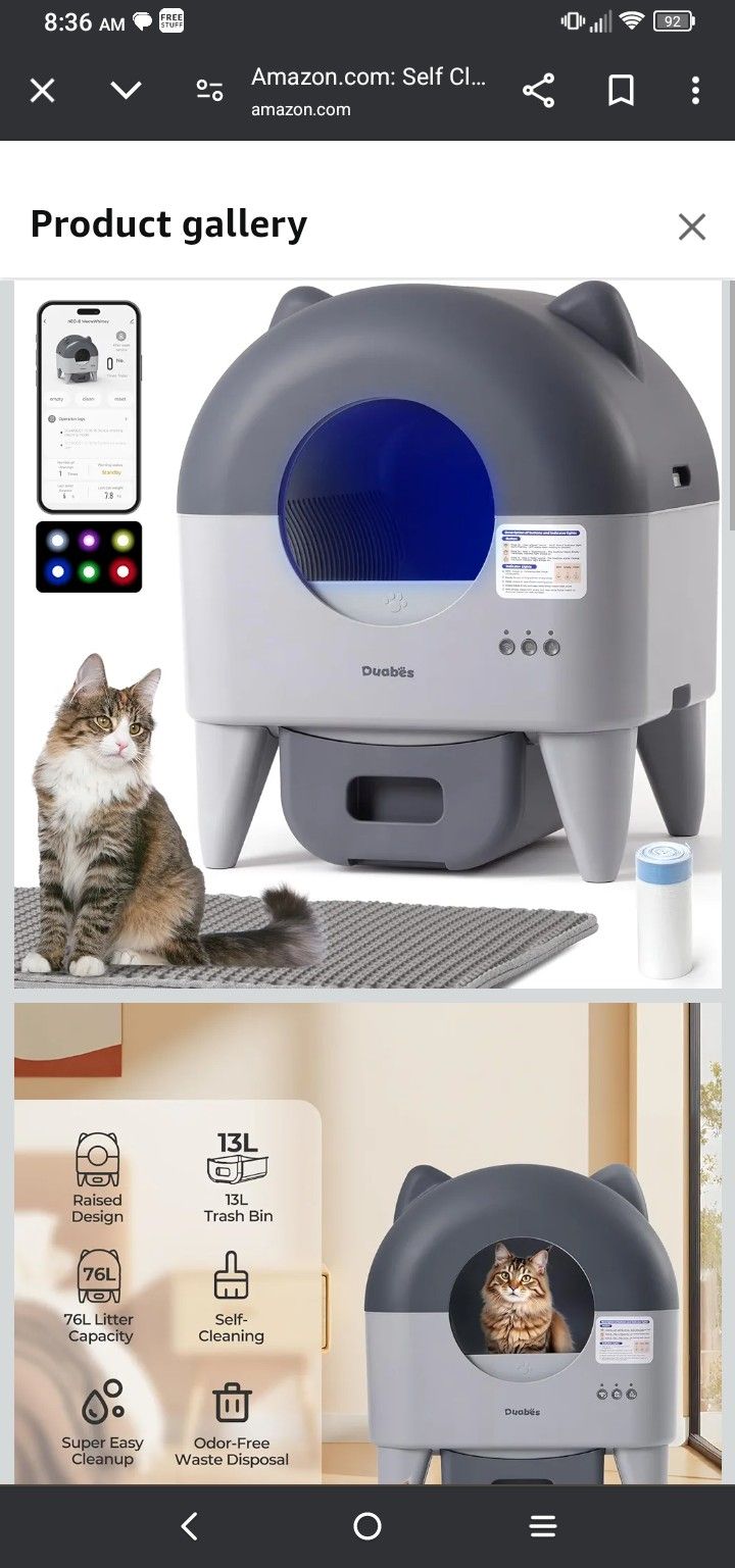 Duabes Cat Litter Box, Self Cleaning