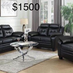 Νew 3 Piece Leather Couch Set / Free Delivery 