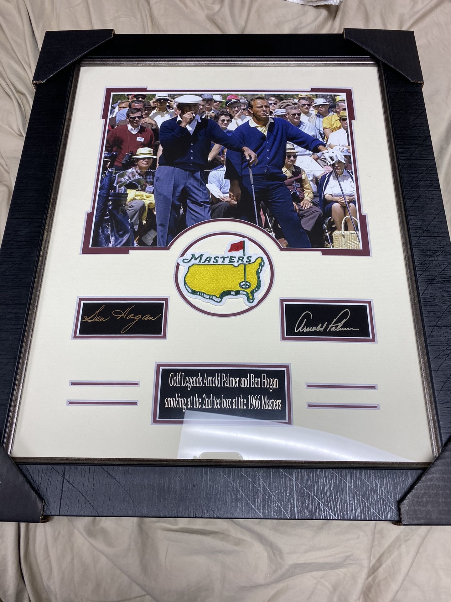 golf legends ben hogan and arnold palmer smoking in 2nd tee box 1966 masters signed