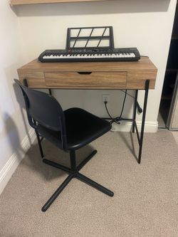 Wood desk and chair