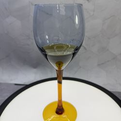  (1) Pier 1 Imports Wine Glass Amber  Rootbeer Base and Stem 9” tall. Rare. 