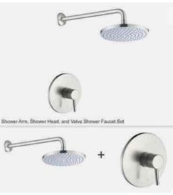New Luxier Single-Handle 1-Spray Shower Faucet with Valve in Brushed Nickel. Box is damaged!!
