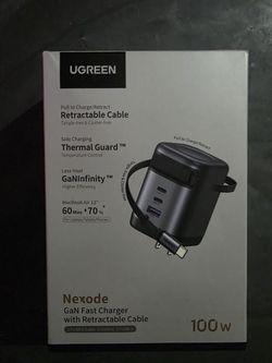 Ugreen Nexode GaN 100w Fast Charger With Retractable Cable 