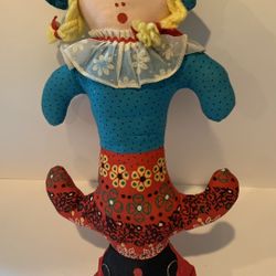 Vtg Topsy Turvy Cloth Doll 2 Sided African American & Caucasian Flip Dress Faces