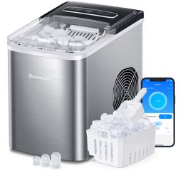 Stainless Silver Portable Countertop Ice Maker Self-Cleaning 26 lbs24 Hrs 3 Bullet Ice Sizes
