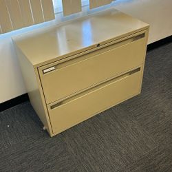 Beige Lateral Filing Cabinet – 2 Drawer