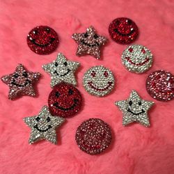 Stars and happy face rhinestone beads