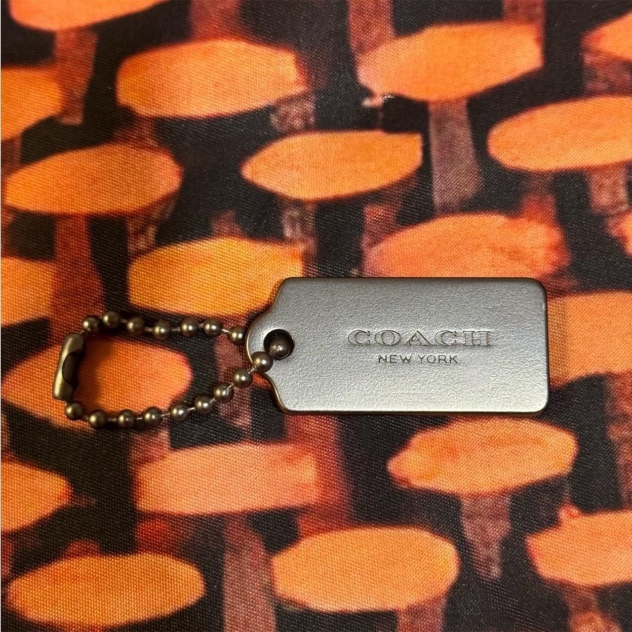 COACH Gunmetal Stamped Hang Tag Bag Charm Keychain NEW