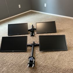 Office Compuer Monitors W/ Dual Monitor Arm