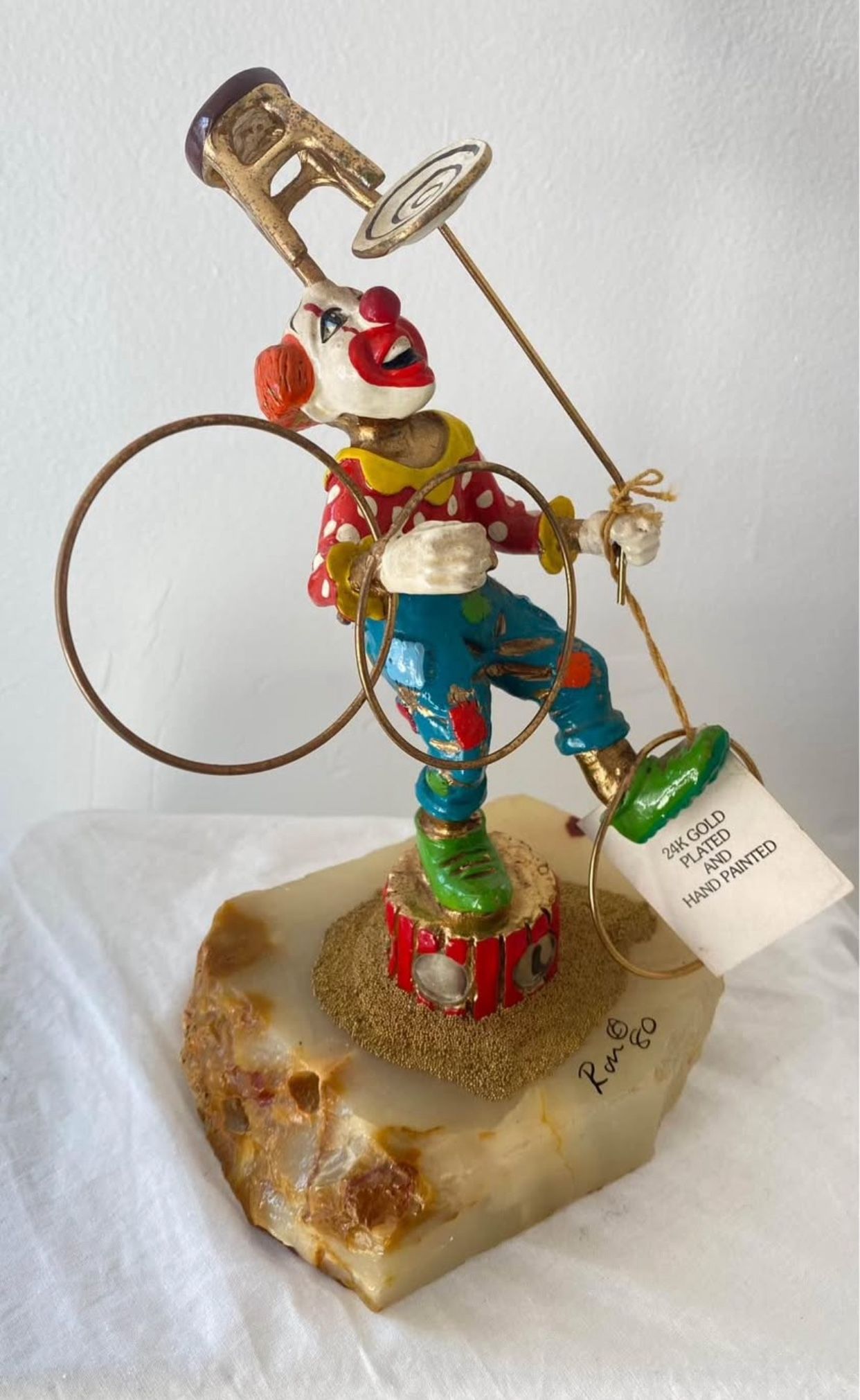 Balancing Clown Figurine By Ron Lee - 24K Gold-Plated, Hand-Painted