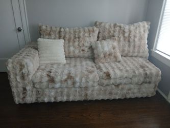 Cream and brown couch fairly new