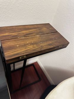Side table with foldable shelves