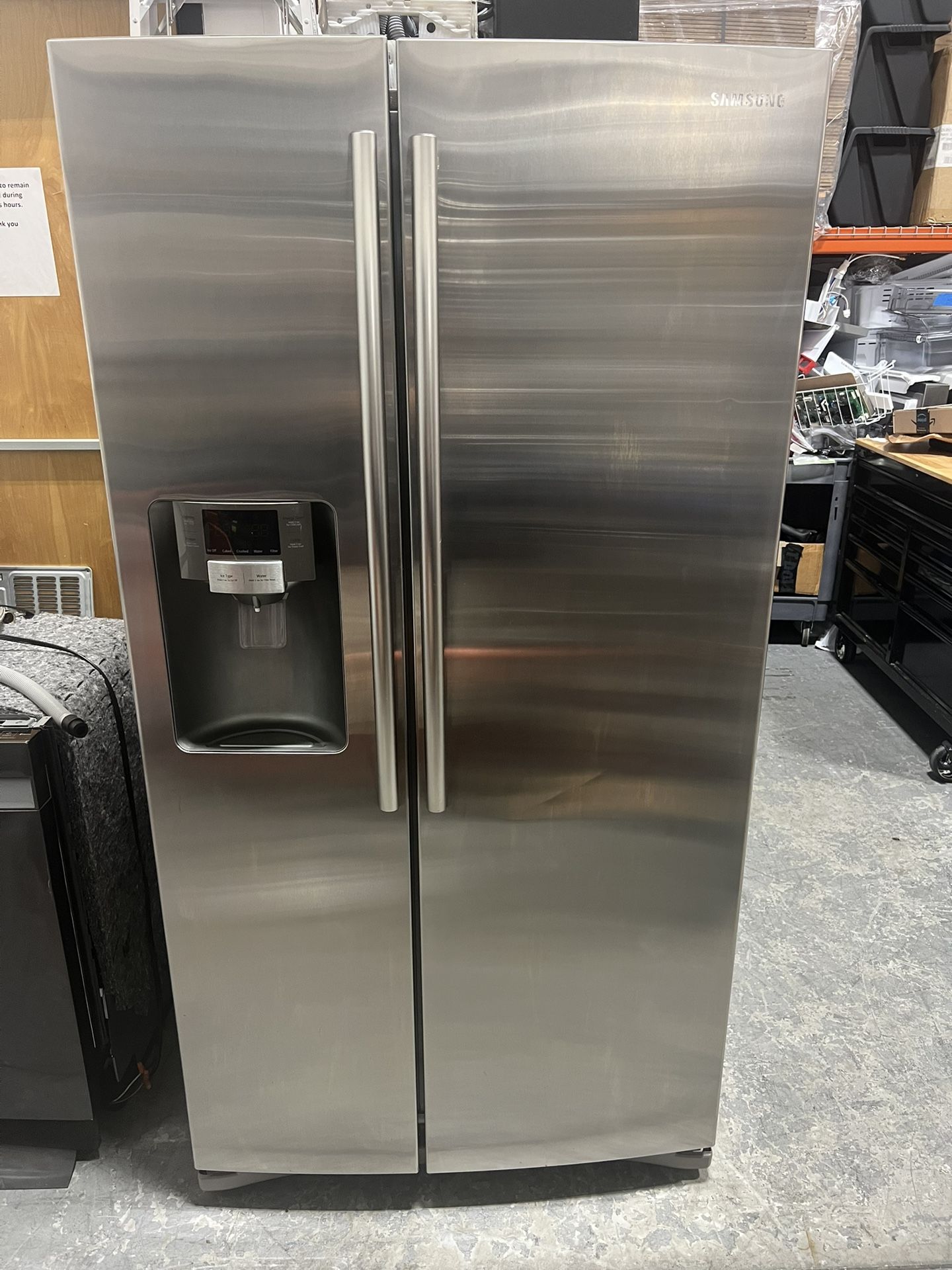 Gently Used Samsung 26 cu ft Refrigerator Stainless Steel -Perfect Garage Fridge