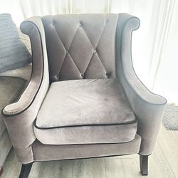 2 CHAIRS GRAY & BLACK TUFTED