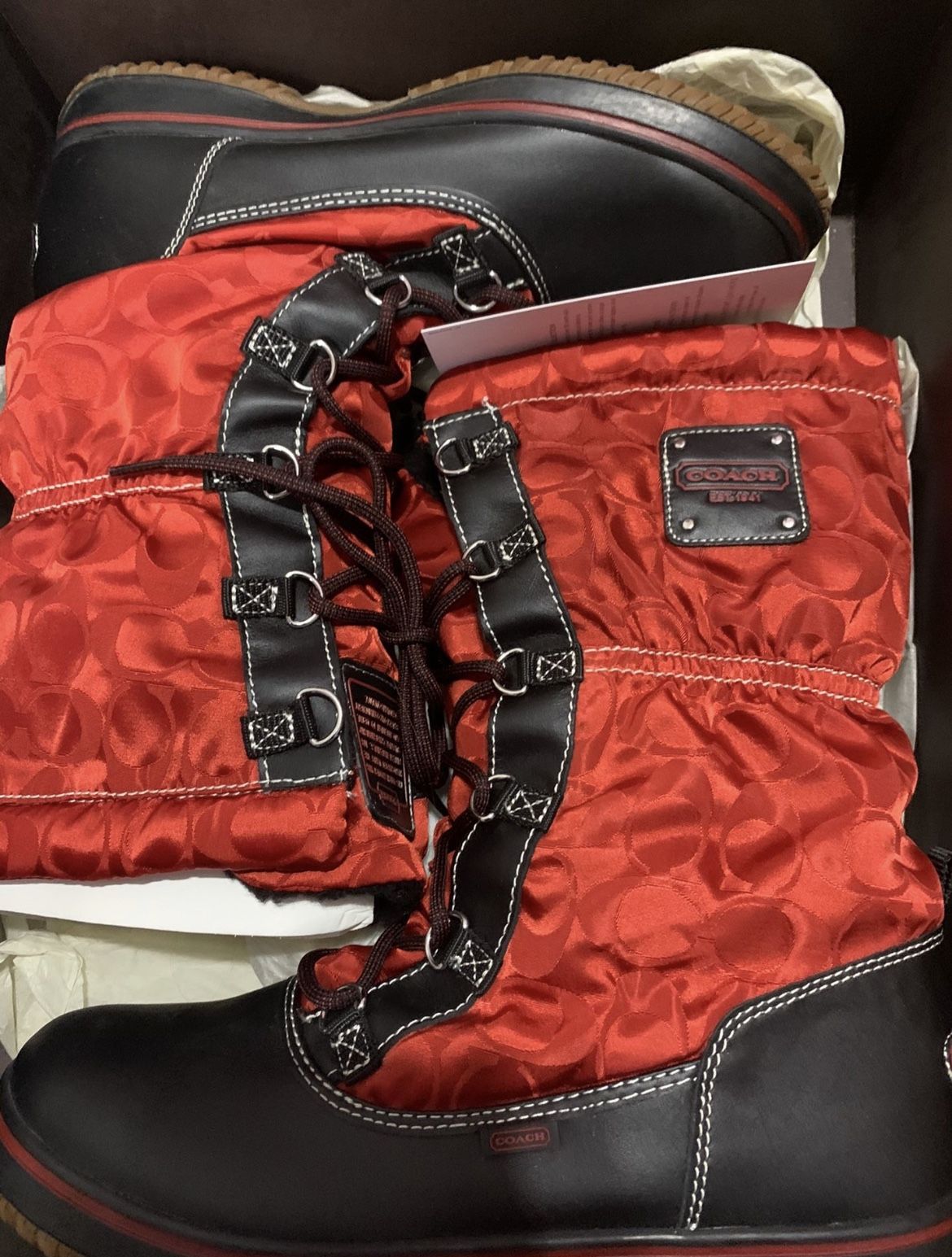 COACH WOMEN'S 10 SHAINE PAPRIKA WATER RESISTANT SNOW / WINTER BOOTS