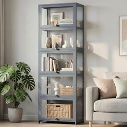 Magshion Display Cabinet, 5-Tier Display Case with Acrylic Doors, Large Curio Cabinet 68" ❗️😍