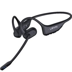 LEVN Open Ear Headphones with Mic, 29g Bluetooth Headset with Microphone, Bluetooth Headphones with Noise Cancelling Mic, Waterproof Non-slip Wireless