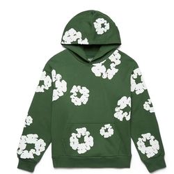 Green denim tear hoodie