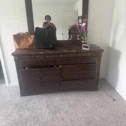 Brown Wooden Bed Set 