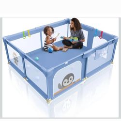 Li'l Pengyu Extra Large Baby Playpen for Toddlers, 71 x 59 inch Soft Breathable Mesh Playard