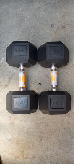 Dumbbell SET.2x40 pounds Weight Gym HEX RUBBER DUMBBELL PAIRS IN HAND.BRAND NEW IN BOX