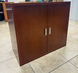 Brown Wood Double Door Storage Cabinet