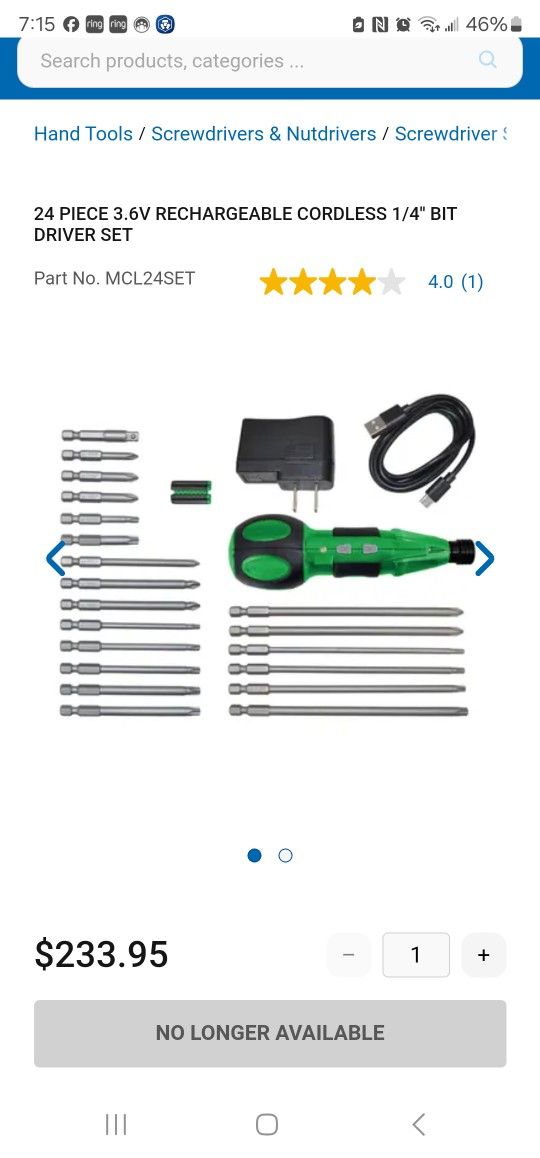 Matco Tools Mcl24set $180