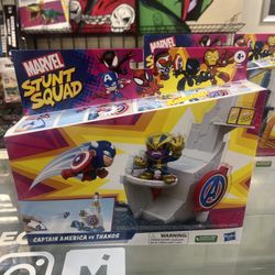 Marvel Stunt Squad Captain America Vs Thanos And Avengers Towers