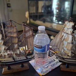 Two small wooden boats for decoration