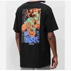 Empyre Roots of Loyalty mens size M distressed graphic relaxed fit ribbed collar T shirt in black