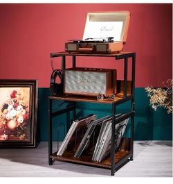 BRAND NEW IN BOX - MAWEW Record Player Stand, Turntable Stand with Record Storage Triple, Vintage Record Player Table for Home and Office, Black