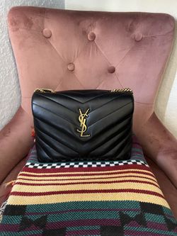 Saint Laurent (YSL) LouLou Medium Black Leather Shoulder Bag – Gold Hardware