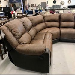 Big Size Fabric Two Tone Nantahala Reclining Sectional With Chaise👍 $39 Down Payment 👍 Living Room Couch Seccional 👍