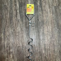 cider mill 18”chrome spiral stake for dogs up to 150lb super strong solid steel shaft double welded arrowhead