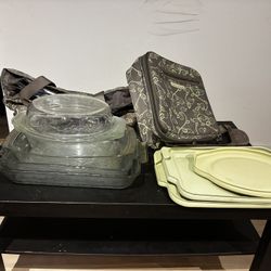 Princess House Crystal Pans & Insulated Carrying Bag