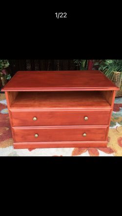 Cherry Red Dresser/ Storage TV Cabinet, All wood - 35W x 23H x 21D 