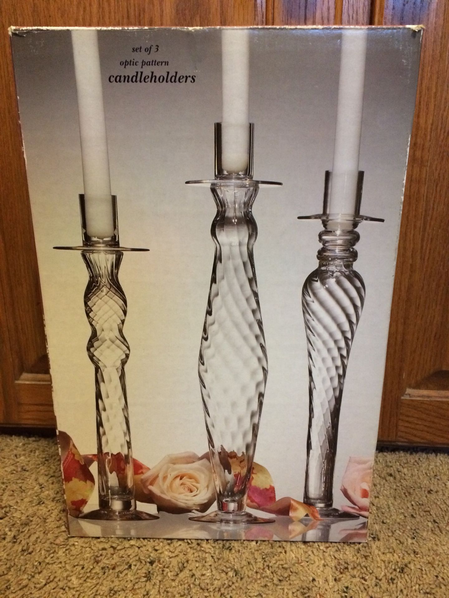 Candle holders crystal glass new in box