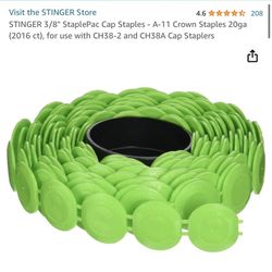 STINGER 3/8" StaplePac Cap Staples - A-11 Crown Staples 20ga (2016 ct), for use with CH38-2 and CH38A Cap Staplers
