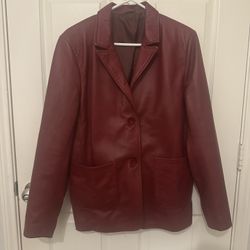 Red Burgundy Leather Jacket From Mexico 