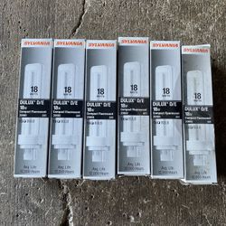 6 New Sylvania 18 watts Delux D/E Compact Fluorescent 20668 Bulbs  