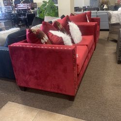 Red Sofá And Loveseat Set