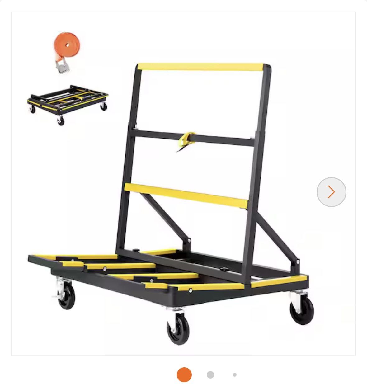 NEW IN BOX SKYSHALO Drywall Cart Dolly, 1800 lbs. Capacity, Steel Panel Dolly with 4-Casters and Expandable Deck, Foldable Cart with Strap