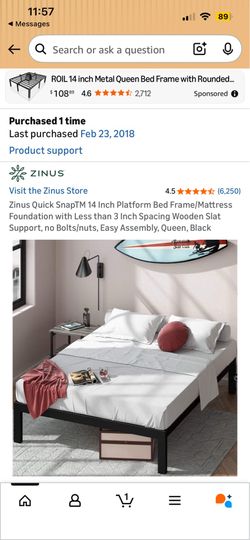 Zinus 14 Inch Platform Bed Frame, Queen, Black