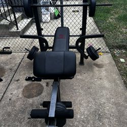 (TRADES)Bench Press Set Withes Weights And Dip Bar