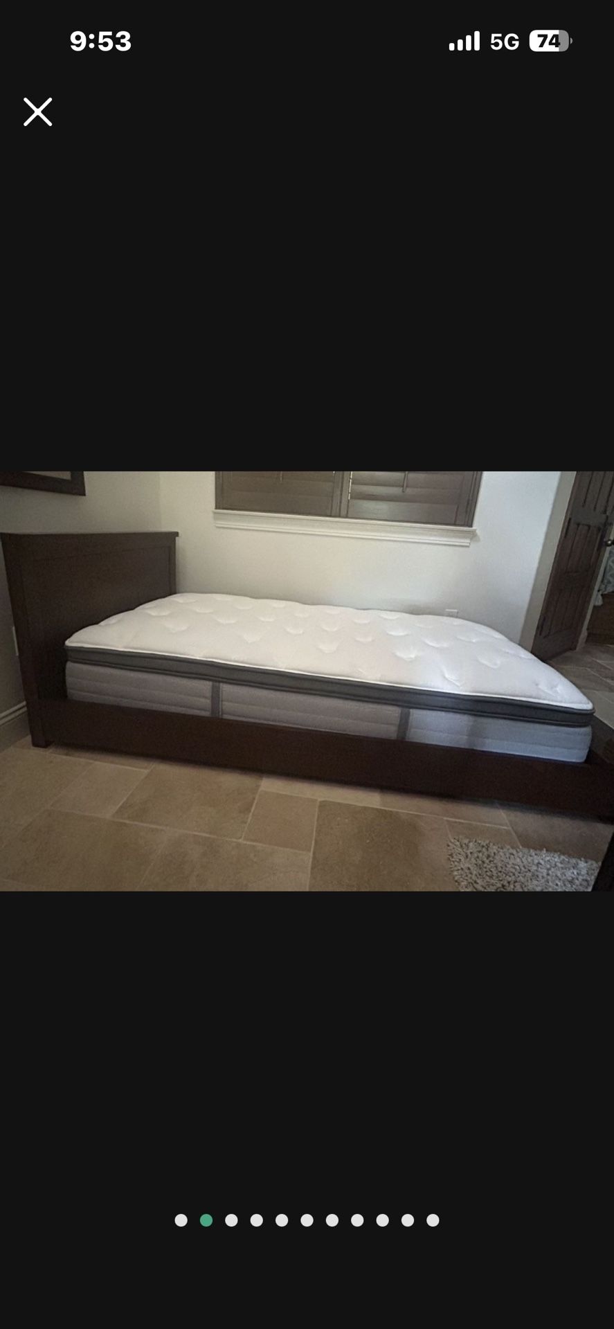 TWIN Bed Low Profile Bed Frame Includes Quality Mattress Pottery Barn Brand
