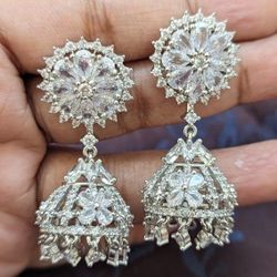 Beautiful AD Zircon Invisible Setting Earrings 