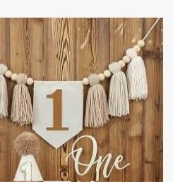 first birthday banner with cake topper